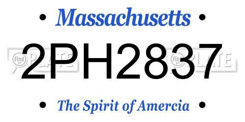 2PH2837 Massachusetts License Plate