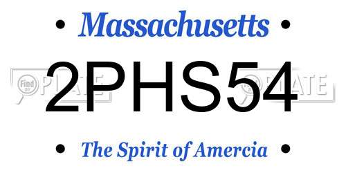 2PHS54 Massachusetts License Plate