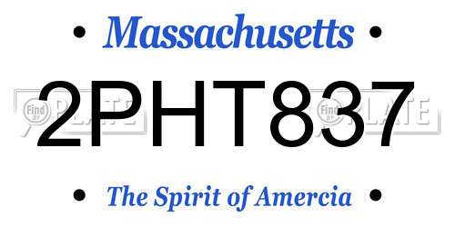 2PHT837 Massachusetts License Plate