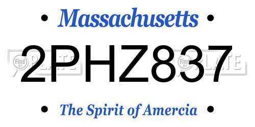 2PHZ837 Massachusetts License Plate