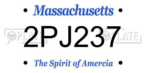 2PJ237 Massachusetts License Plate