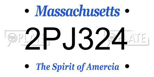 2PJ324 Massachusetts License Plate