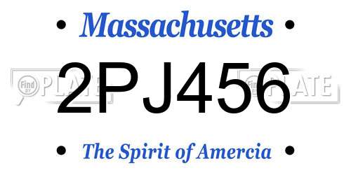 2PJ456 Massachusetts License Plate