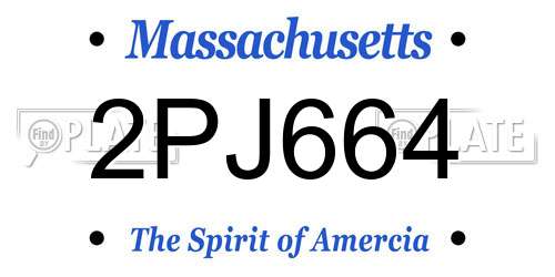 2PJ664 Massachusetts License Plate