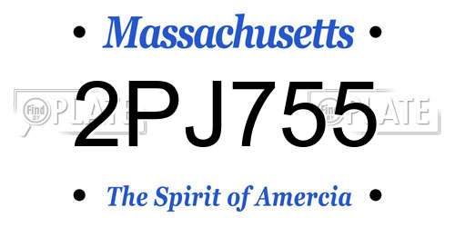 2PJ755 Massachusetts License Plate