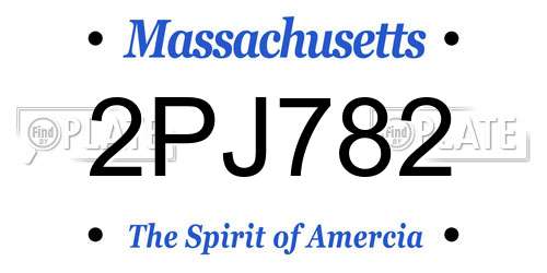 2PJ782 Massachusetts License Plate