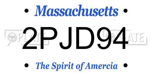 2PJD94 Massachusetts License Plate