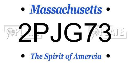 2PJG73 Massachusetts License Plate