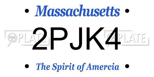 2PJK4 Massachusetts License Plate