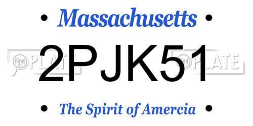 2PJK51 Massachusetts License Plate