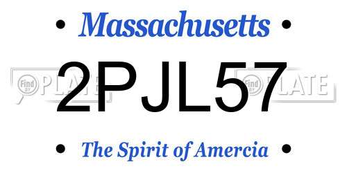 2PJL57 Massachusetts License Plate