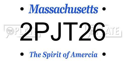 2PJT26 Massachusetts License Plate