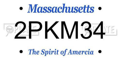 2PKM34 Massachusetts License Plate