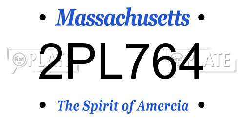 2PL764 Massachusetts License Plate