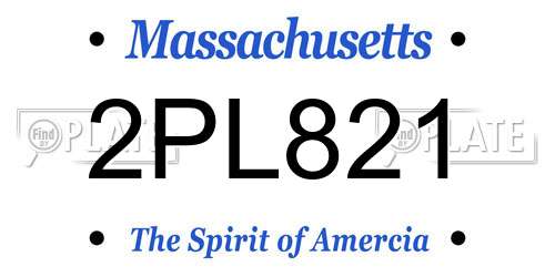 2PL821 Massachusetts License Plate