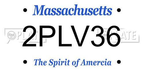 2PLV36 Massachusetts License Plate