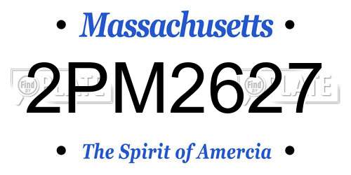 2PM2627 Massachusetts License Plate