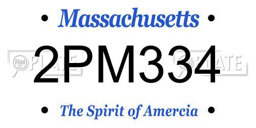2PM334 Massachusetts License Plate