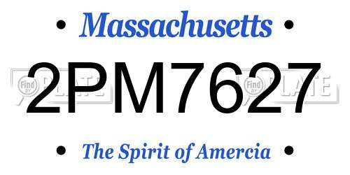 2PM7627 Massachusetts License Plate