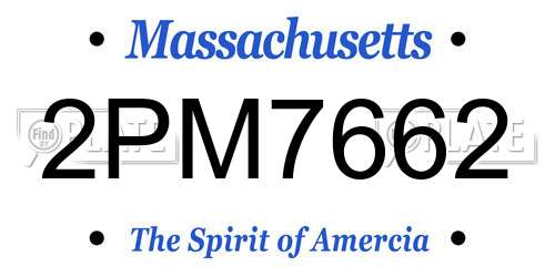 2PM7662 Massachusetts License Plate
