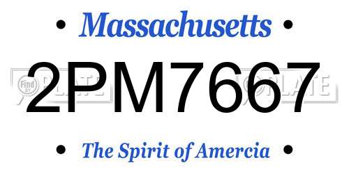 2PM7667 Massachusetts License Plate