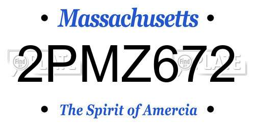 2PMZ672 Massachusetts License Plate