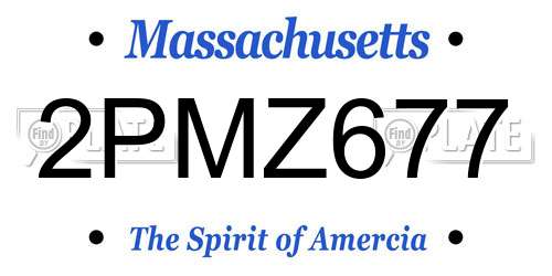 2PMZ677 Massachusetts License Plate