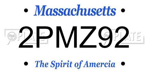 2PMZ92 Massachusetts License Plate
