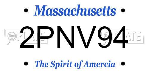 2PNV94 Massachusetts License Plate