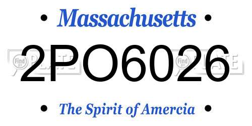 2PO6026 Massachusetts License Plate