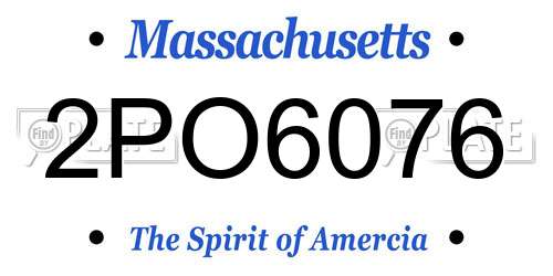 2PO6076 Massachusetts License Plate