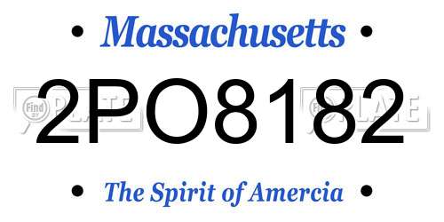 2PO8182 Massachusetts License Plate