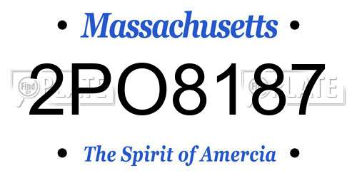2PO8187 Massachusetts License Plate