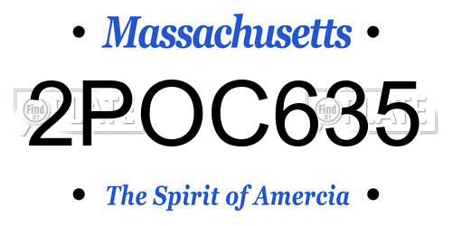 2POC635 Massachusetts License Plate