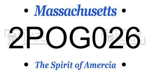 2POG026 Massachusetts License Plate