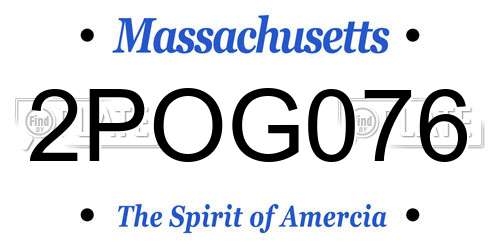 2POG076 Massachusetts License Plate