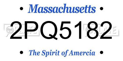 2PQ5182 Massachusetts License Plate