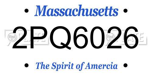 2PQ6026 Massachusetts License Plate