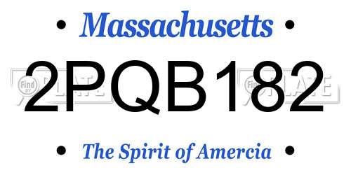 2PQB182 Massachusetts License Plate