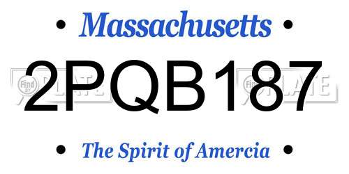 2PQB187 Massachusetts License Plate