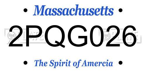 2PQG026 Massachusetts License Plate