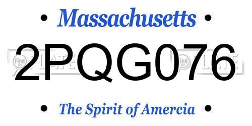 2PQG076 Massachusetts License Plate