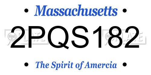 2PQS182 Massachusetts License Plate