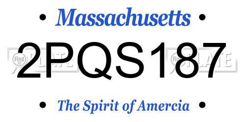 2PQS187 Massachusetts License Plate