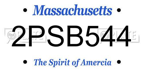 2PSB544 Massachusetts License Plate