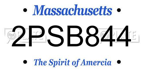 2PSB844 Massachusetts License Plate