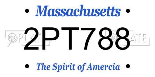 2PT788 Massachusetts License Plate