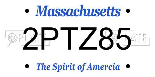 2PTZ85 Massachusetts License Plate