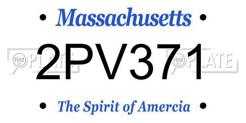 2PV371 Massachusetts License Plate