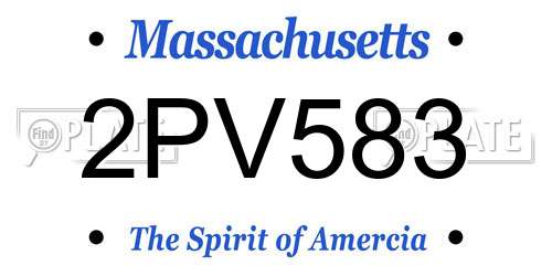 2PV583 Massachusetts License Plate